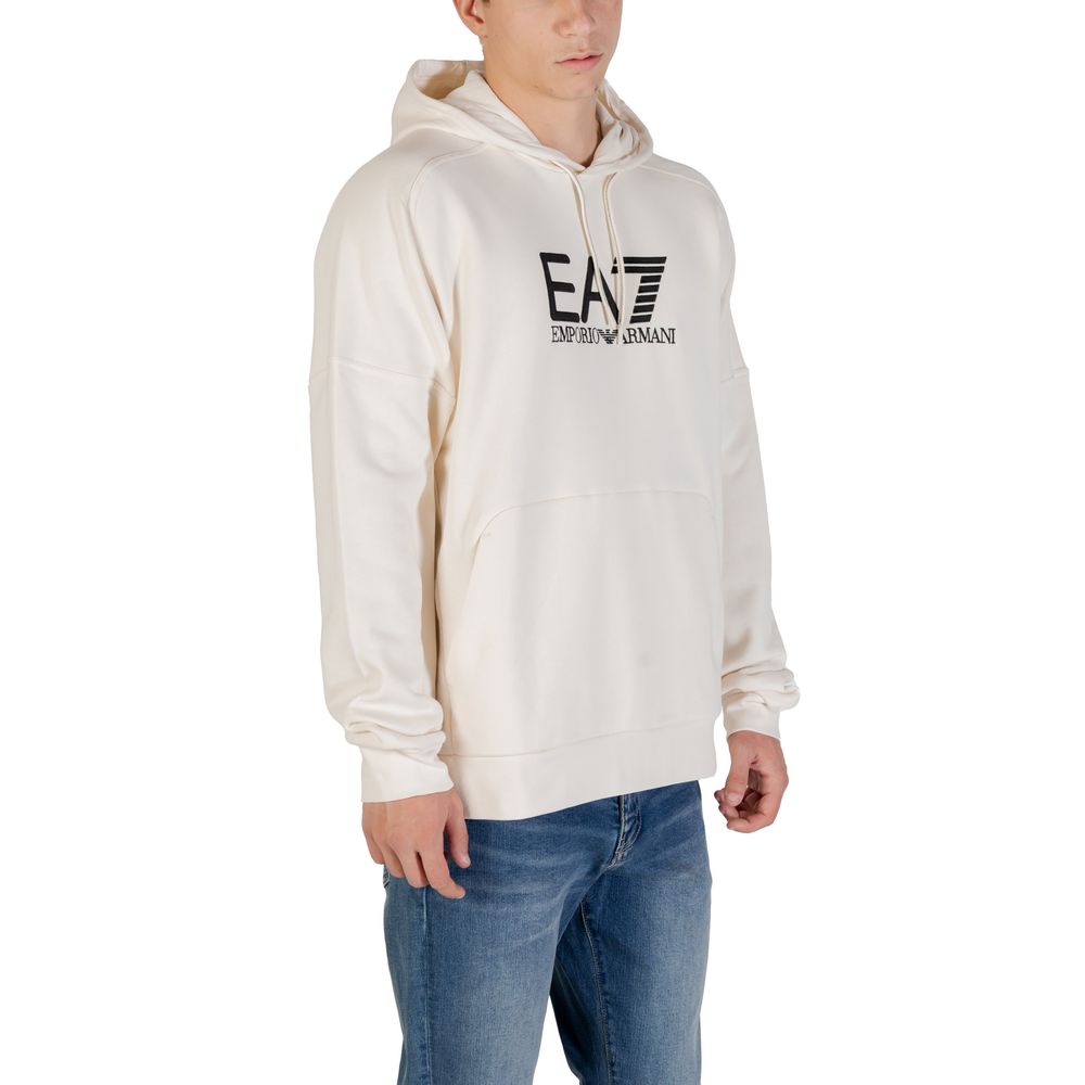 EA7 Emporio Armani Schwarz-weiße Baumwoll-Kapuzenpullover