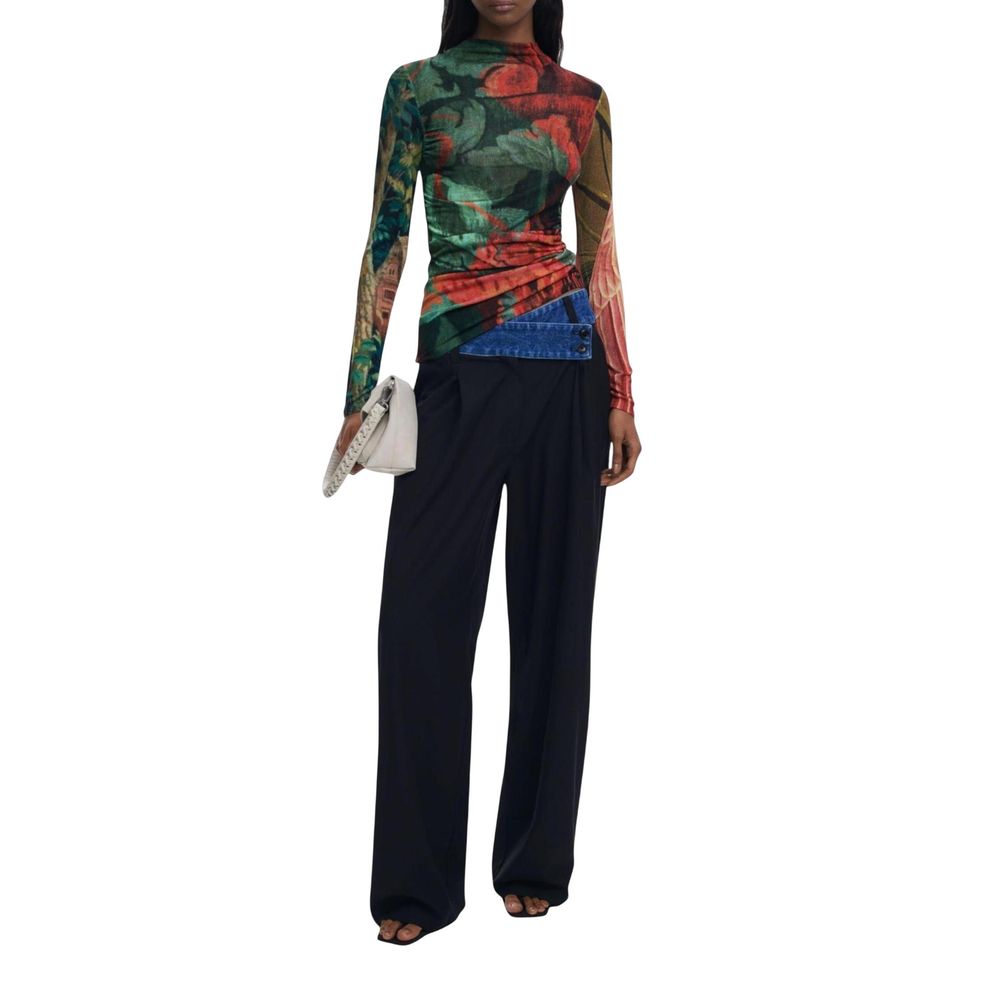Desigual Langarmshirt aus Viskose in Bicolor-Optik