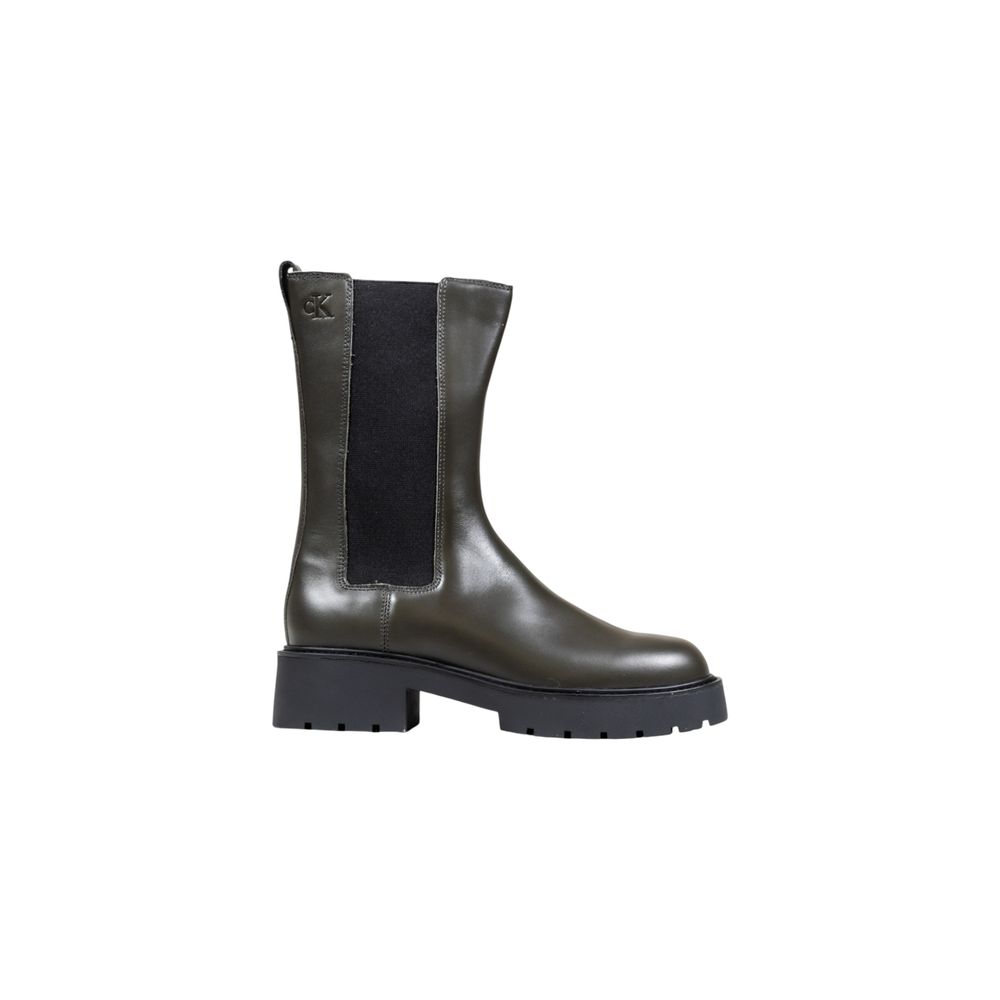 Calvin Klein Jeans Graue Leder-Ankle Boots