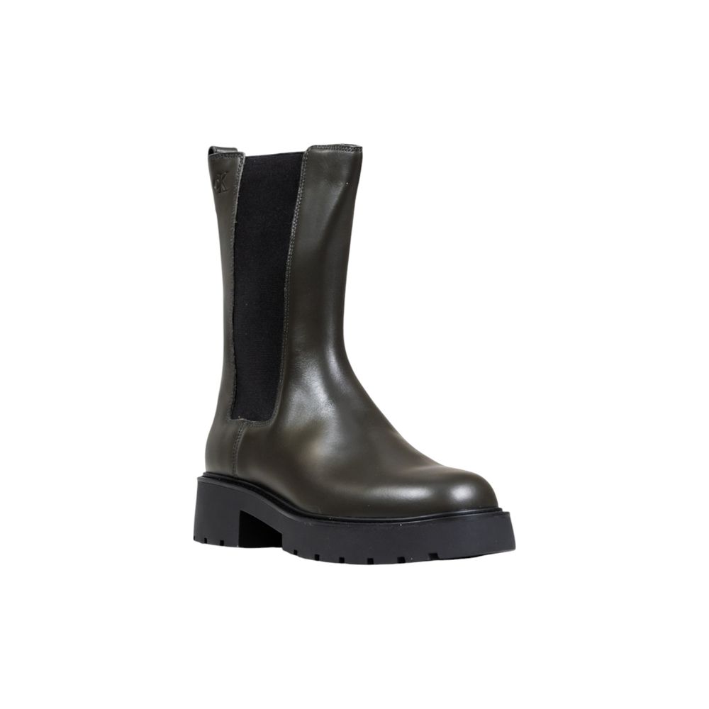 Calvin Klein Jeans Graue Leder-Ankle Boots
