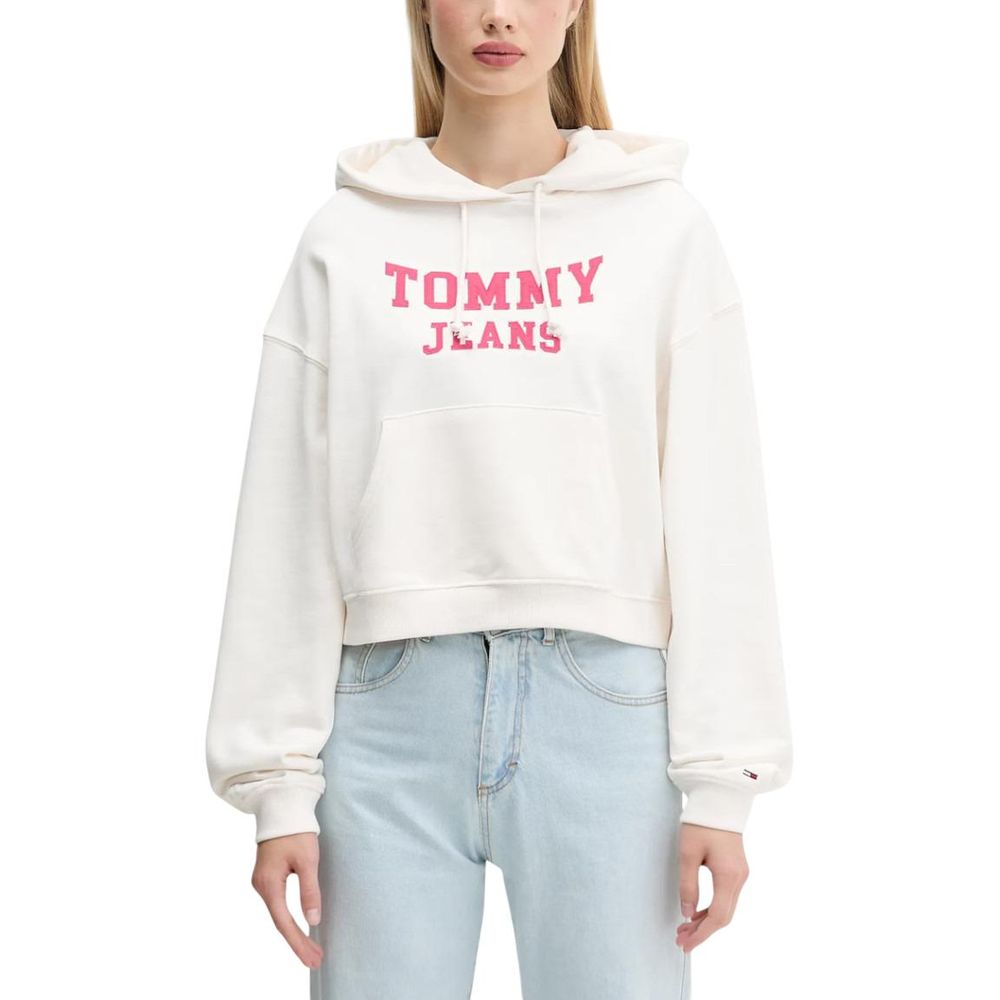 Tommy Hilfiger Jeans Cremefarbene Kapuzenjacke aus recycelter Baumwolle