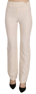 LAUREL White High-Waisted Flared Silk-Blend Trousers