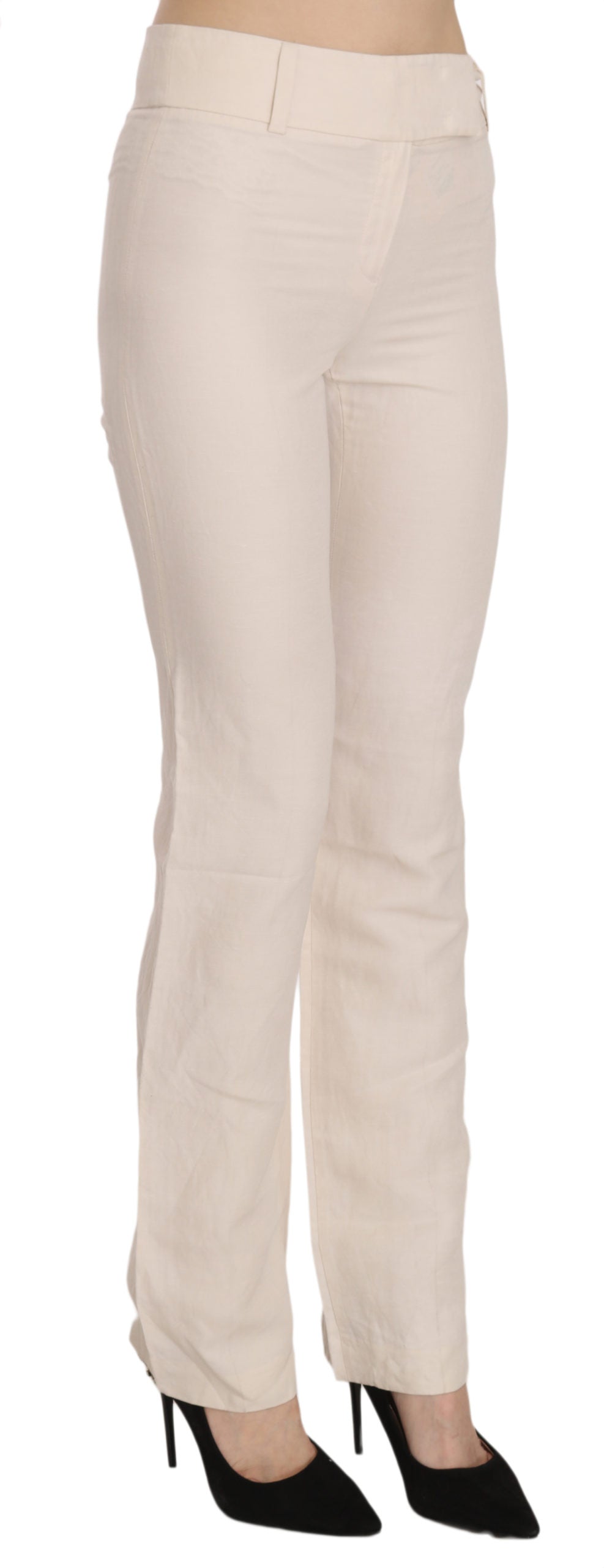 LAUREL White High-Waisted Flared Silk-Blend Trousers