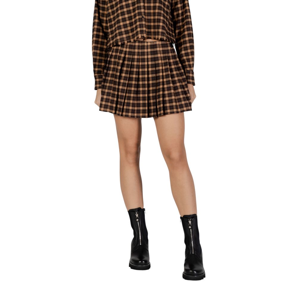 Only brown mini skirt made from recycled polyester