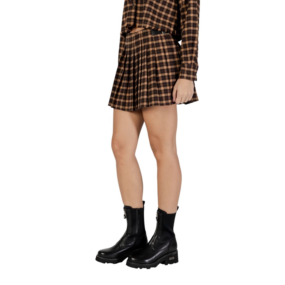 Only brown mini skirt made from recycled polyester