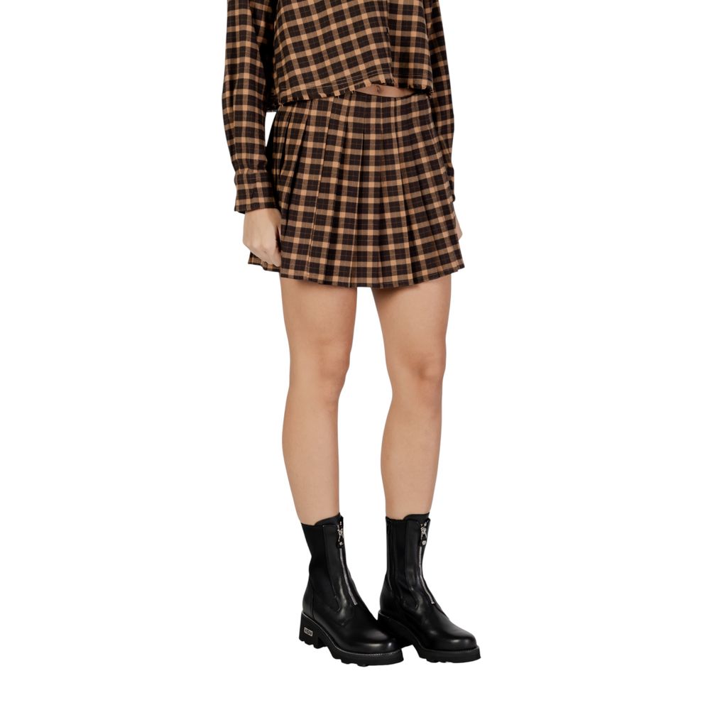 Only brown mini skirt made from recycled polyester