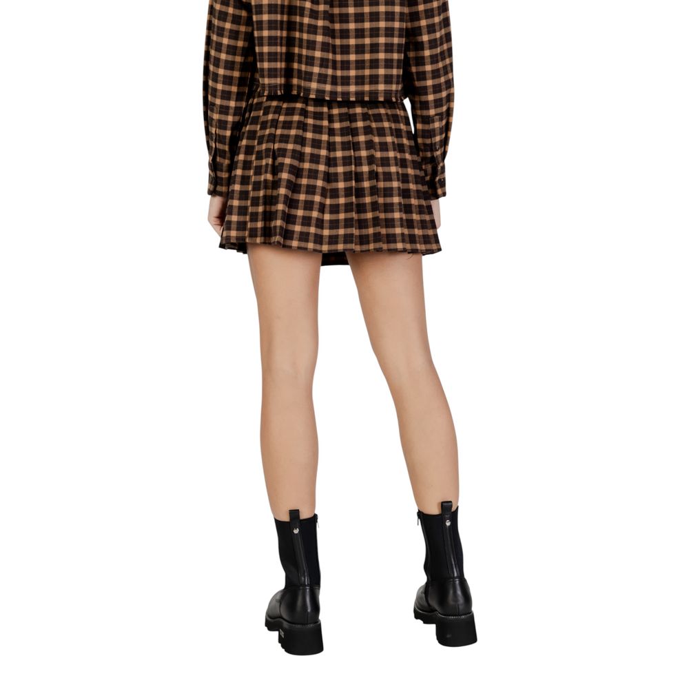 Only brown mini skirt made from recycled polyester