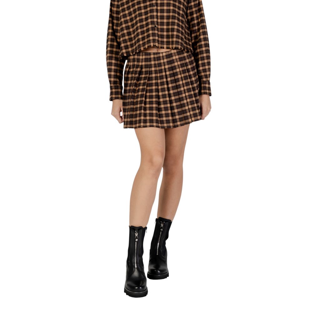 Only brown mini skirt made from recycled polyester