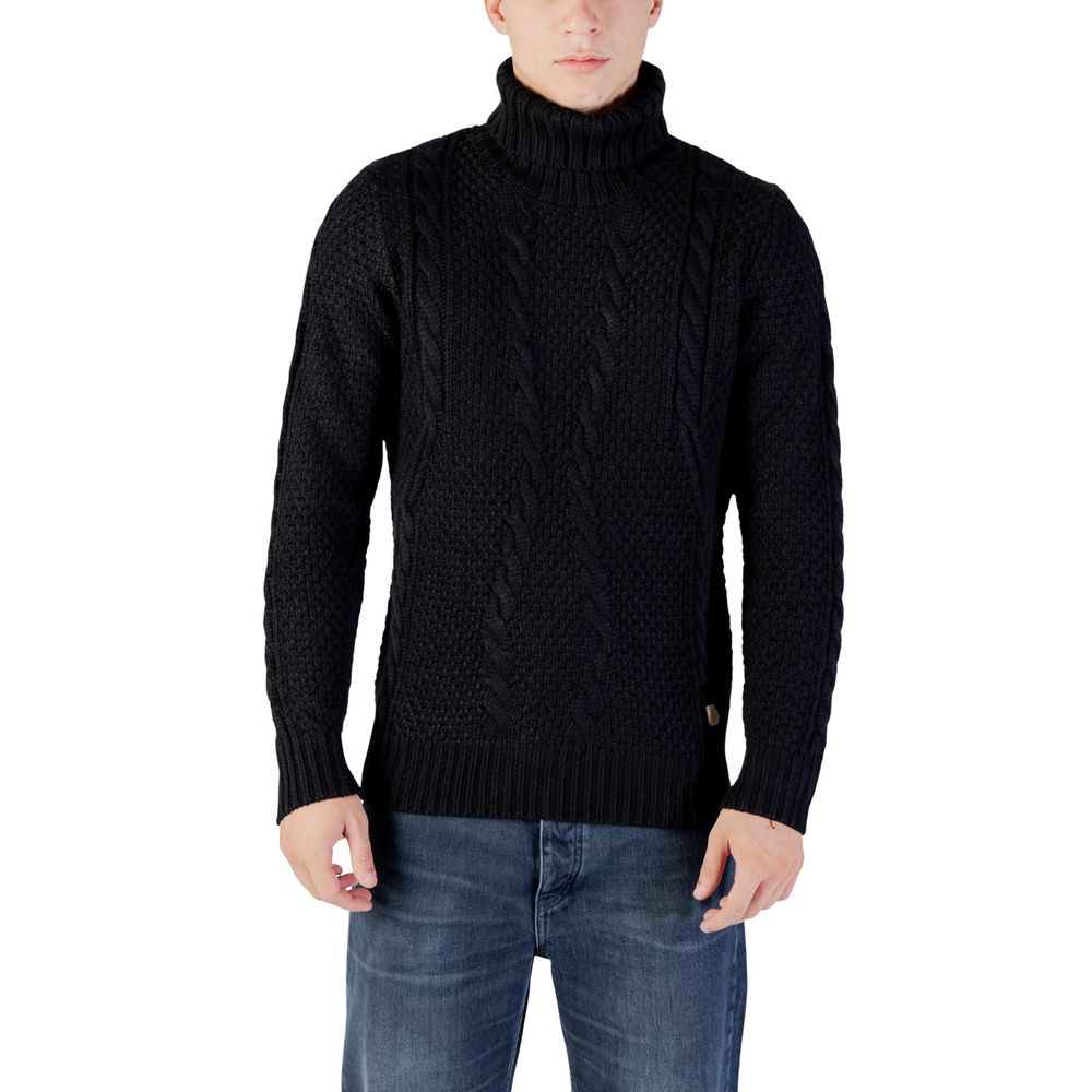 Gianni Lupo Schwarzer Marabou-Rollkragenpullover
