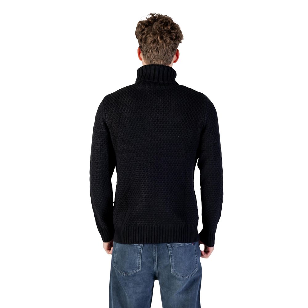 Gianni Lupo Schwarzer Marabou-Rollkragenpullover