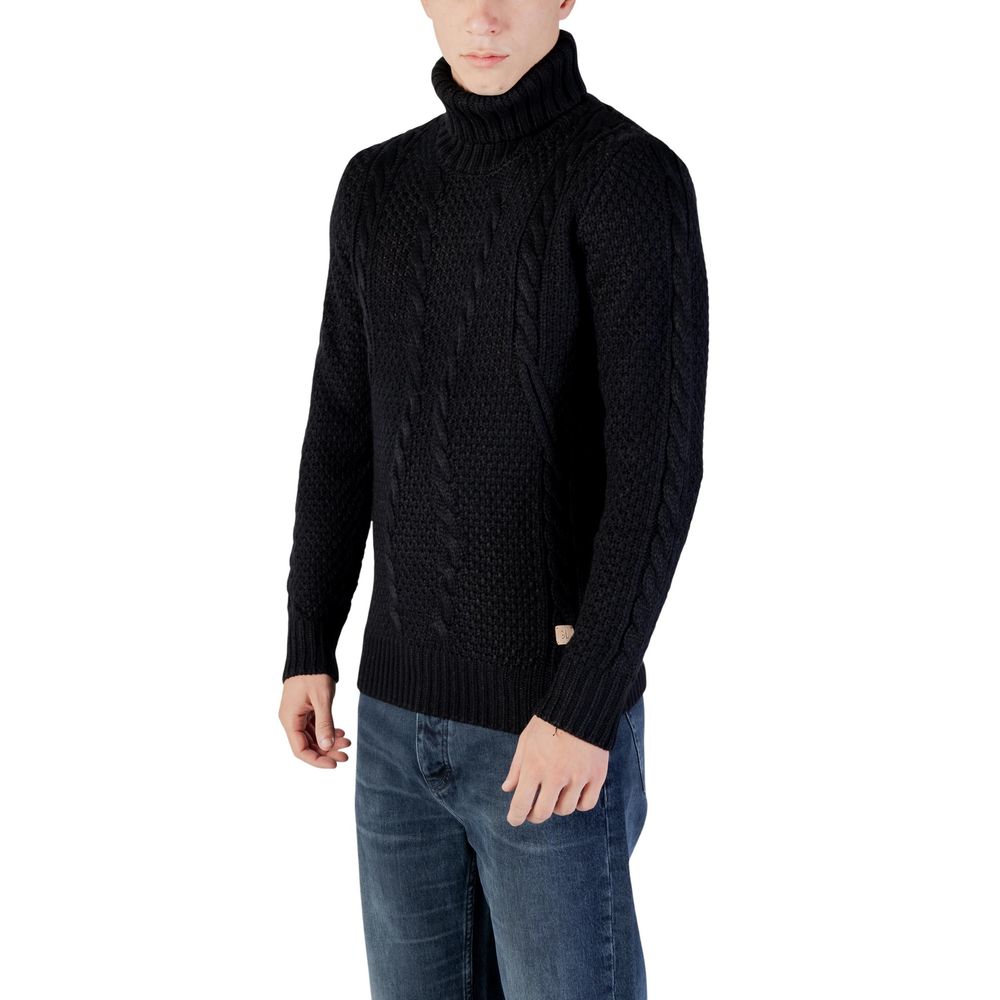 Gianni Lupo Schwarzer Marabou-Rollkragenpullover