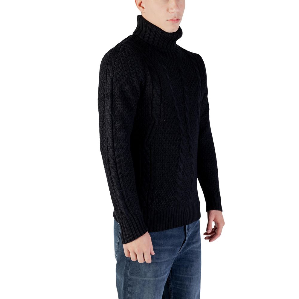 Gianni Lupo Schwarzer Marabou-Rollkragenpullover
