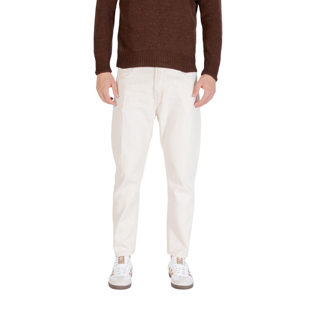 Gianni Lupo Jeans aus Baumwolle in Creme, Relaxed Fit