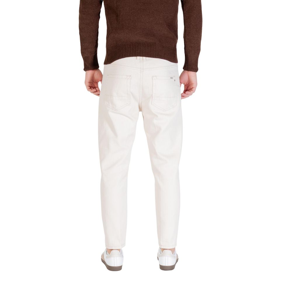 Gianni Lupo Jeans aus Baumwolle in Creme, Relaxed Fit