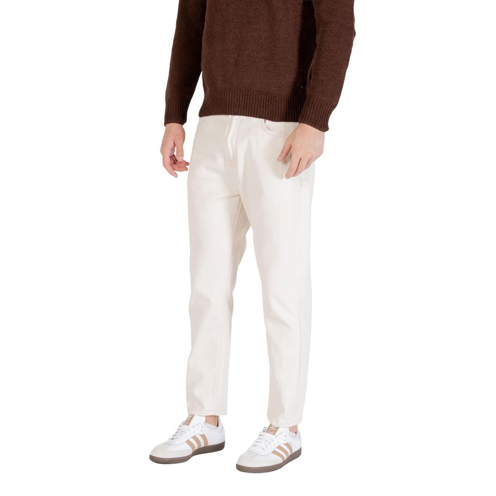 Gianni Lupo Jeans aus Baumwolle in Creme, Relaxed Fit