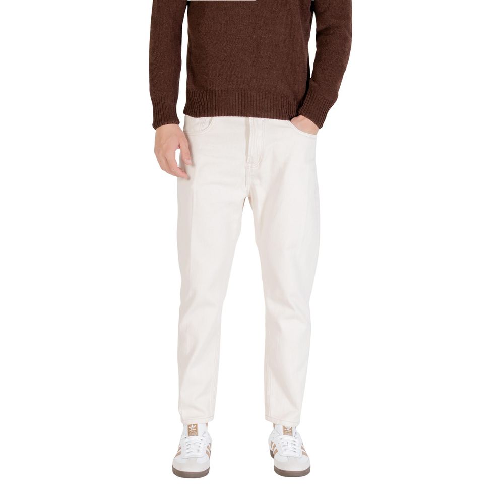 Gianni Lupo Jeans aus Baumwolle in Creme, Relaxed Fit