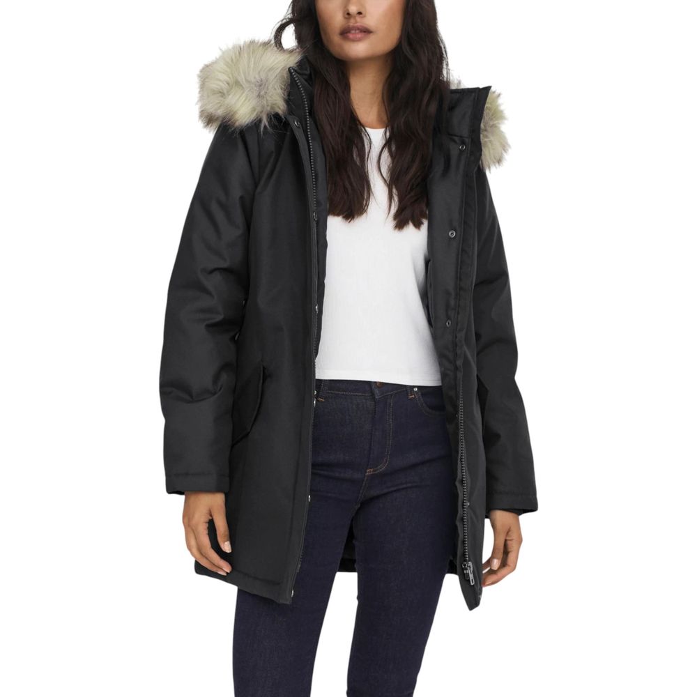 Only Schwarzer Parka aus Polyester