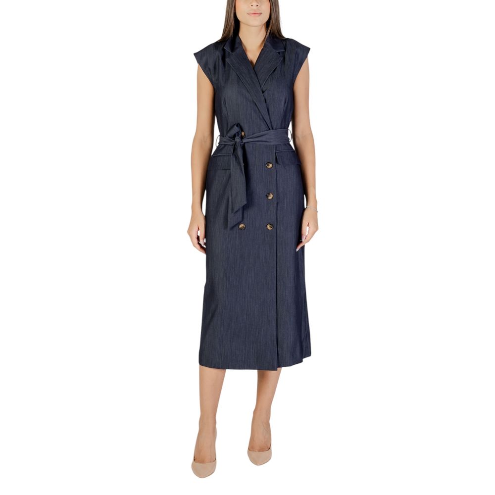 ICHI Langes blaues Polyesterkleid
