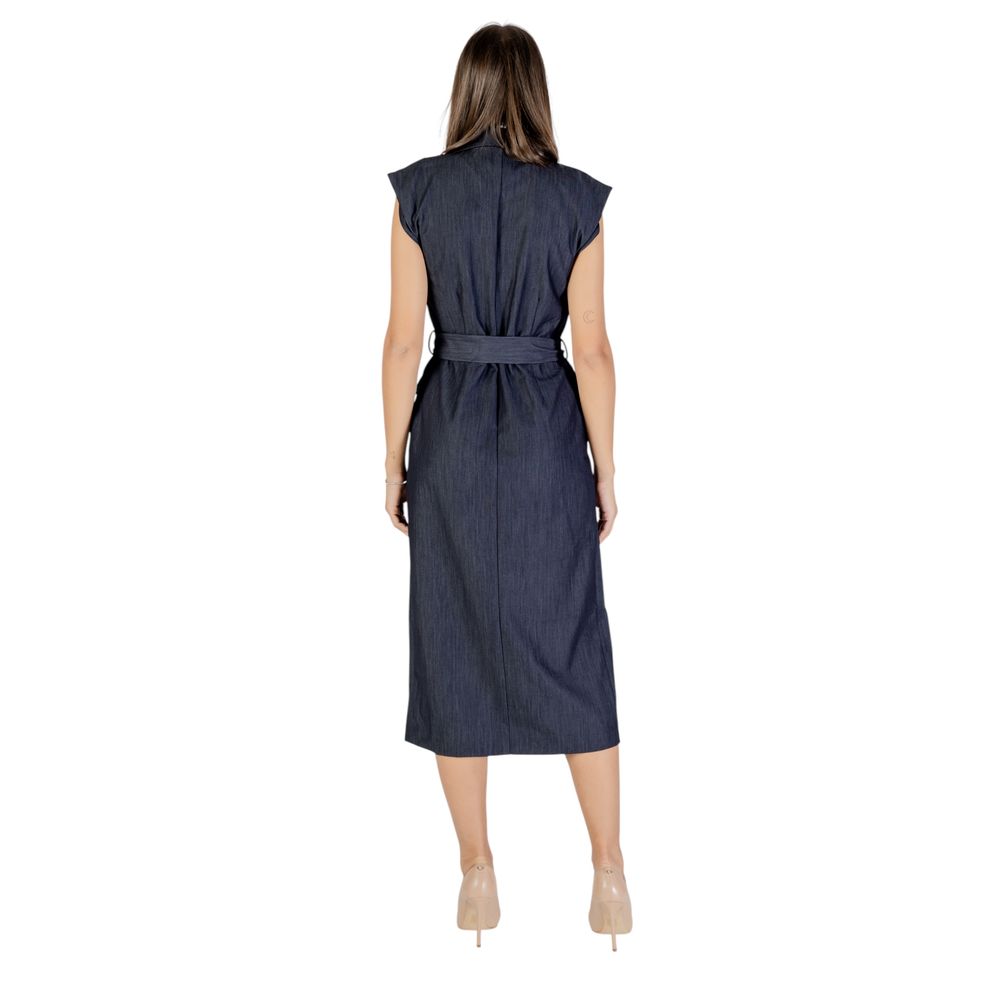 ICHI Langes blaues Polyesterkleid