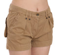 PLEIN SUD Braune Mini-Shorts mit mittlerer Taille aus 100% Baumwolle