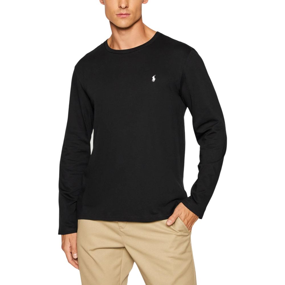 Ralph Lauren Schwarzes Langarm-T-Shirt aus Baumwolle