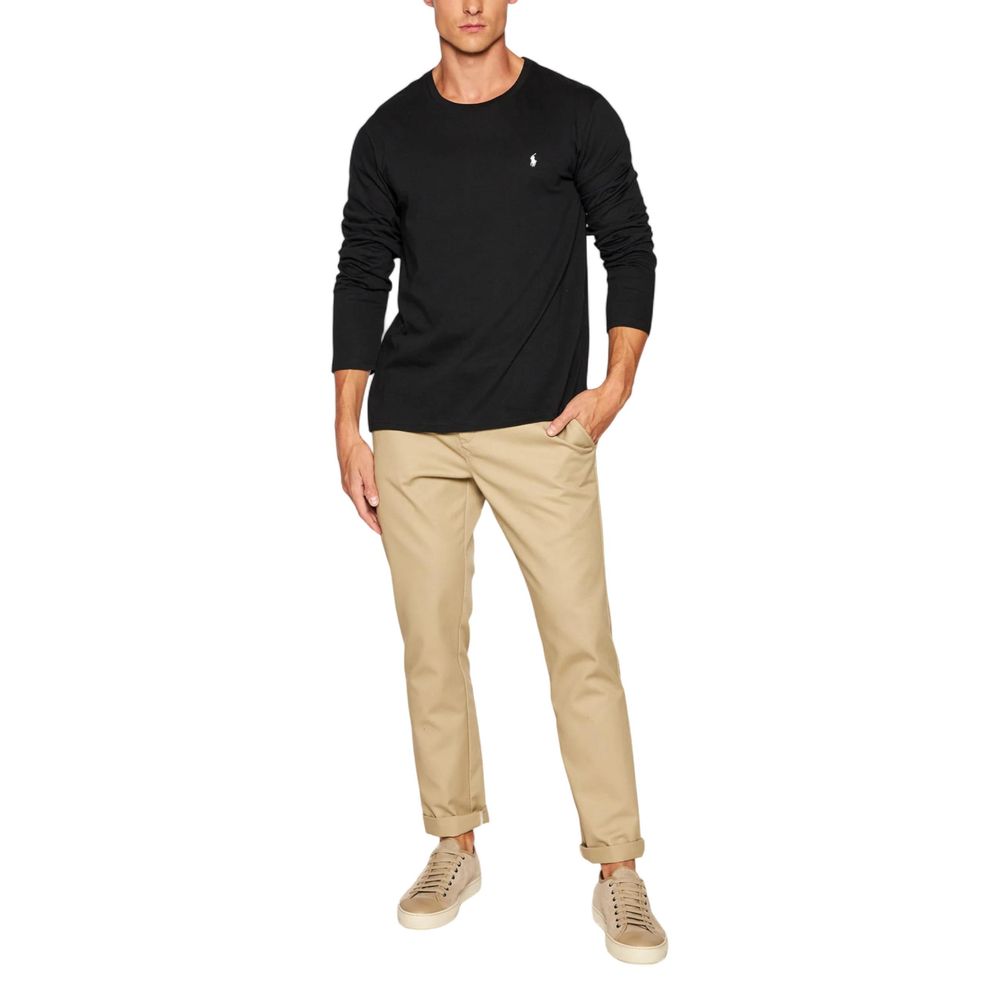 Ralph Lauren Schwarzes Langarm-T-Shirt aus Baumwolle