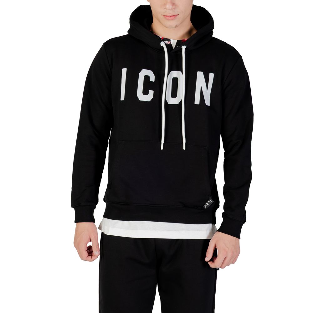 Icon Schwarz-weiße Baumwollkapuzenpullover