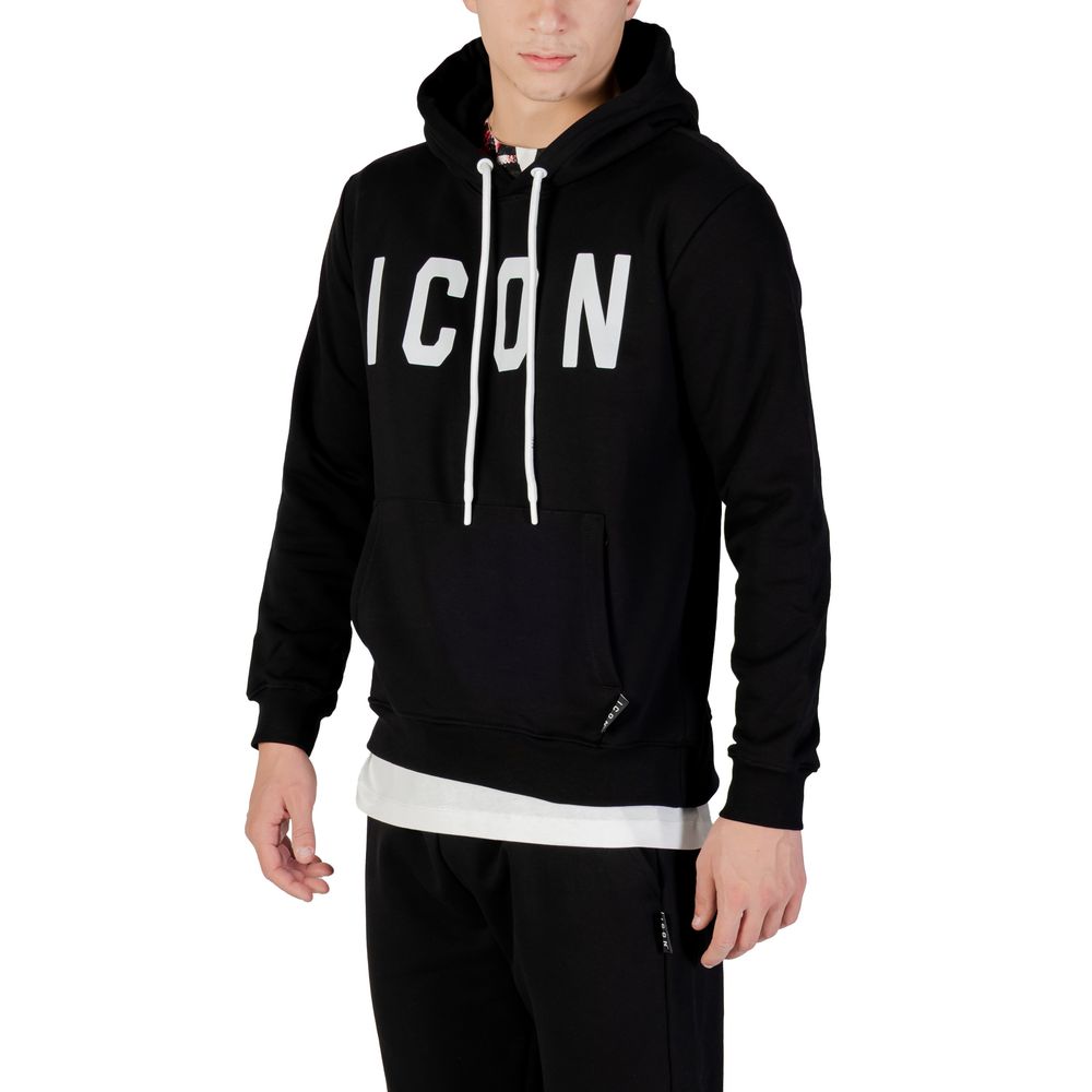 Icon Schwarz-weiße Baumwollkapuzenpullover