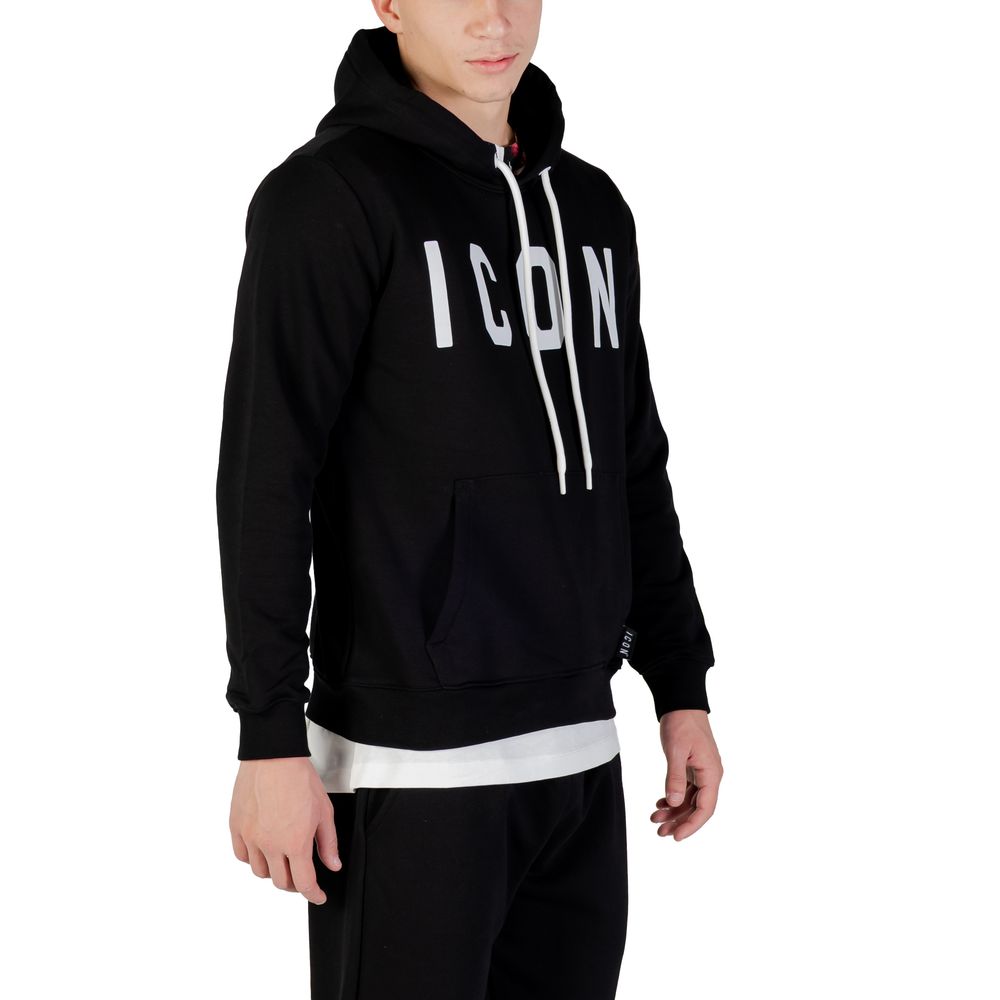 Icon Schwarz-weiße Baumwollkapuzenpullover