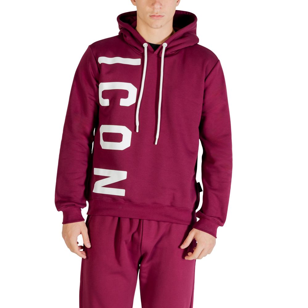 Icon cotton hoodie in burgundy