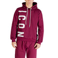 Icon cotton hoodie in burgundy