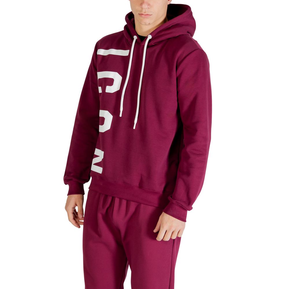 Icon cotton hoodie in burgundy
