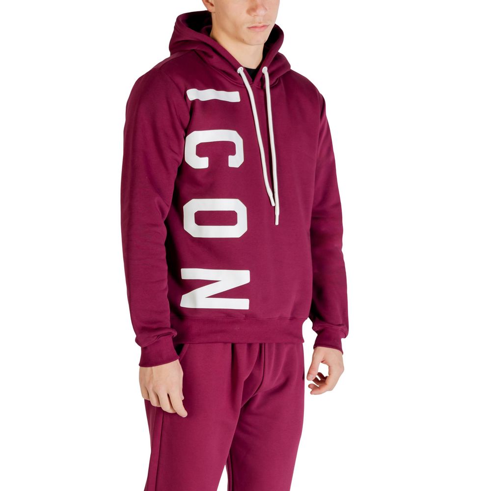 Icon cotton hoodie in burgundy
