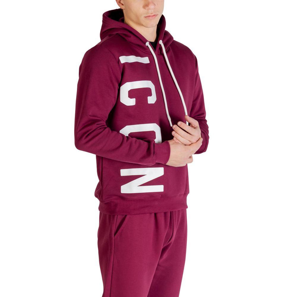 Icon cotton hoodie in burgundy