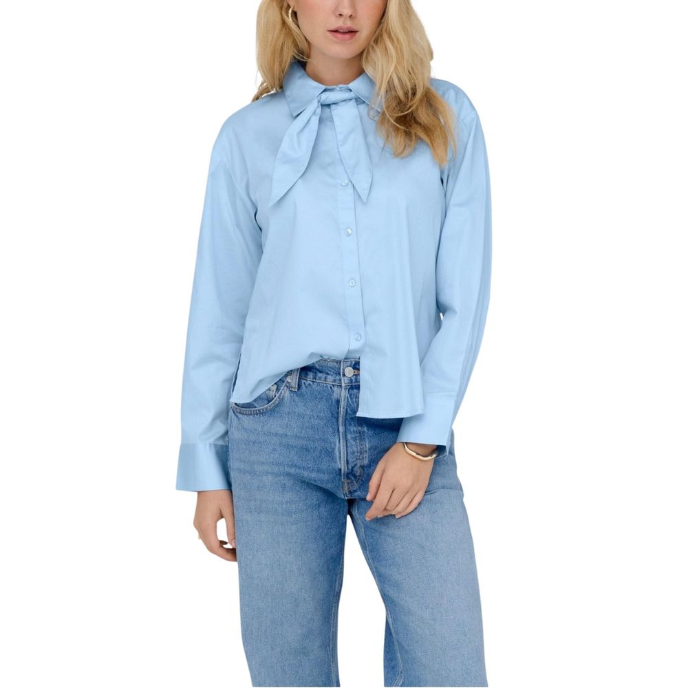Jacqueline De Yong Blaue Baumwollbluse