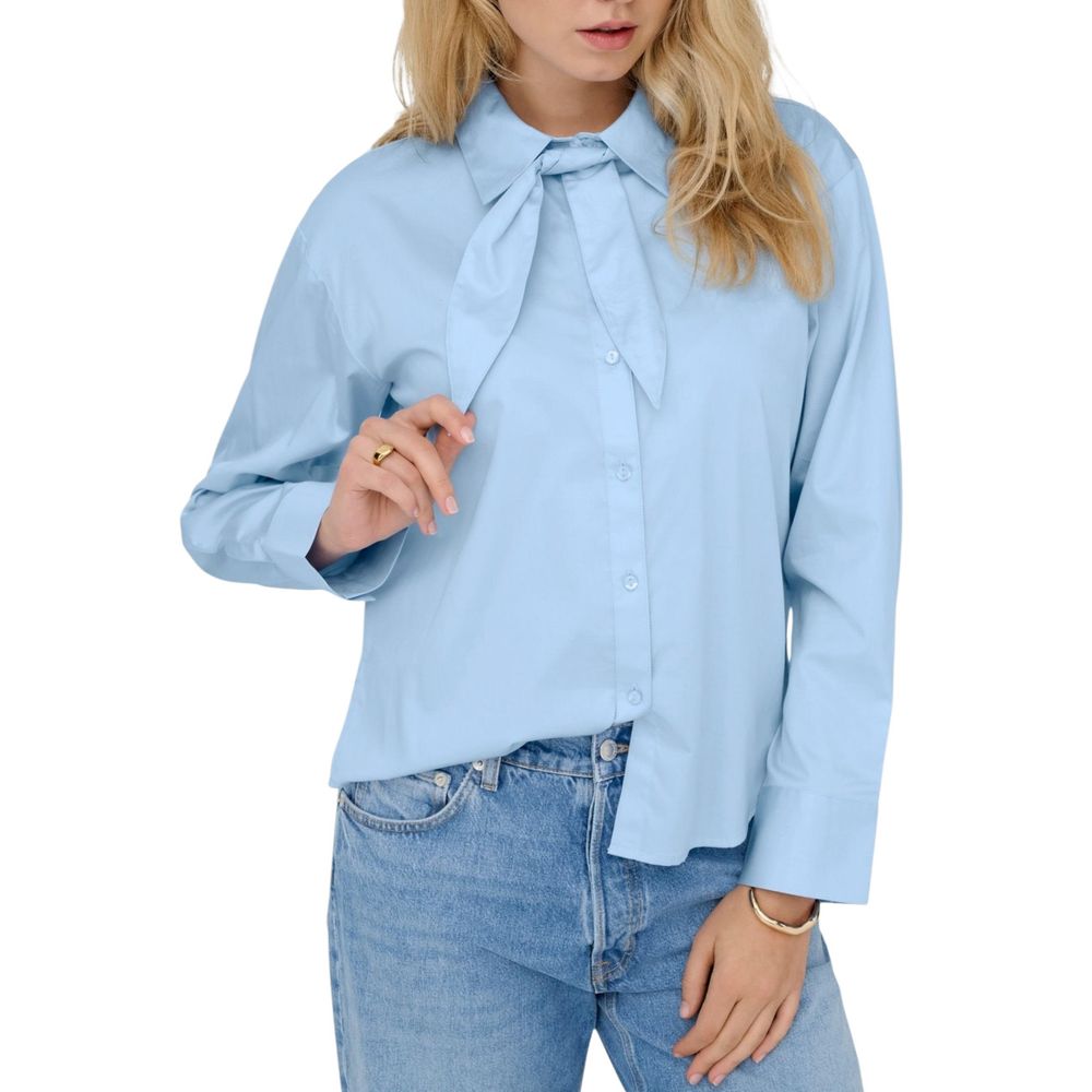 Jacqueline De Yong Blaue Baumwollbluse
