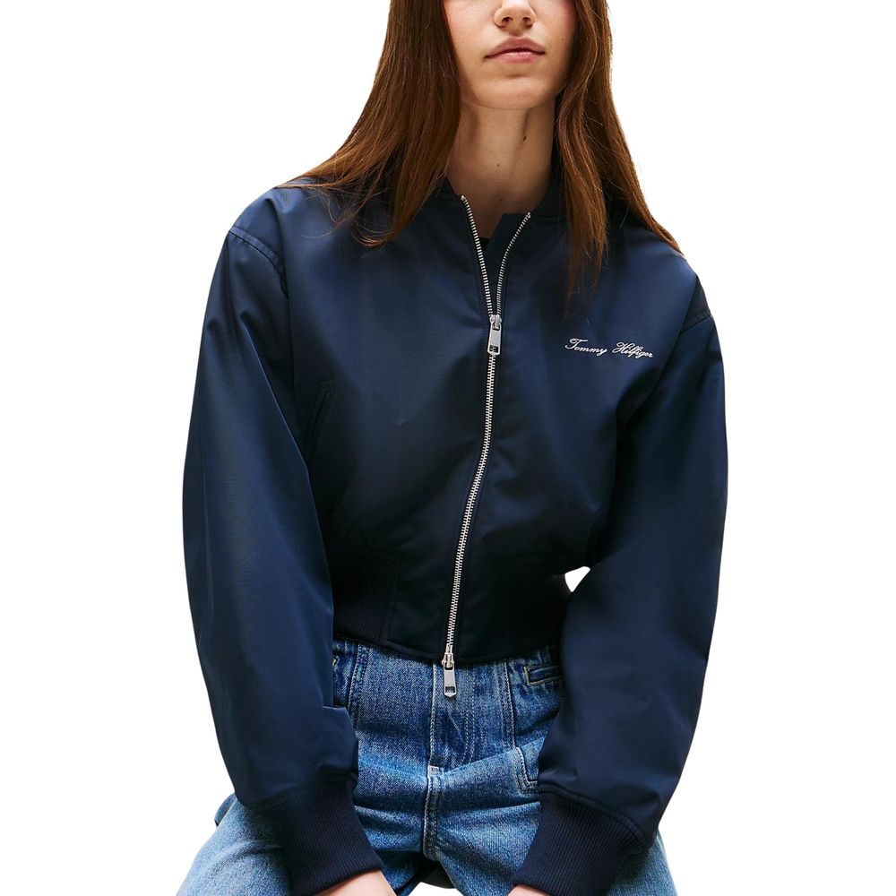 Tommy Hilfiger Blaue Bomberjacke aus recyceltem Polyester