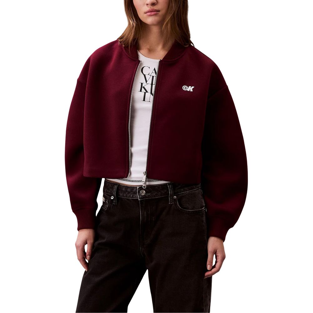 Calvin Klein Jeans Burgundy Viscose Bomber Jacket