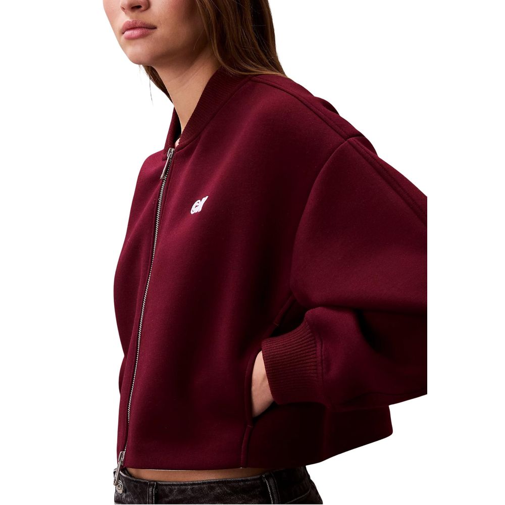 Calvin Klein Jeans Burgundy Viscose Bomber Jacket