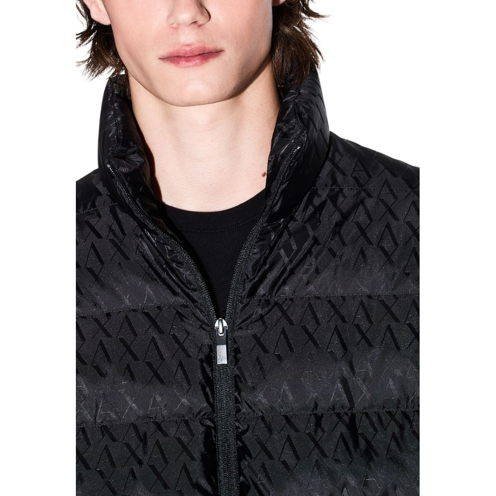 Armani Exchange Schwarzer Polyamid-Mantel