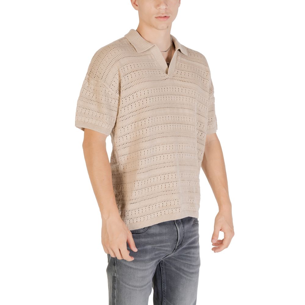 Only & Sons Beige Cotton Short Sleeve Shirt