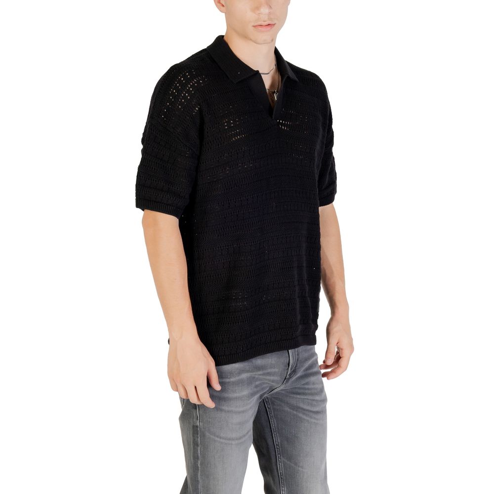 Only & Sons Schwarzes Baumwoll-Polohemd