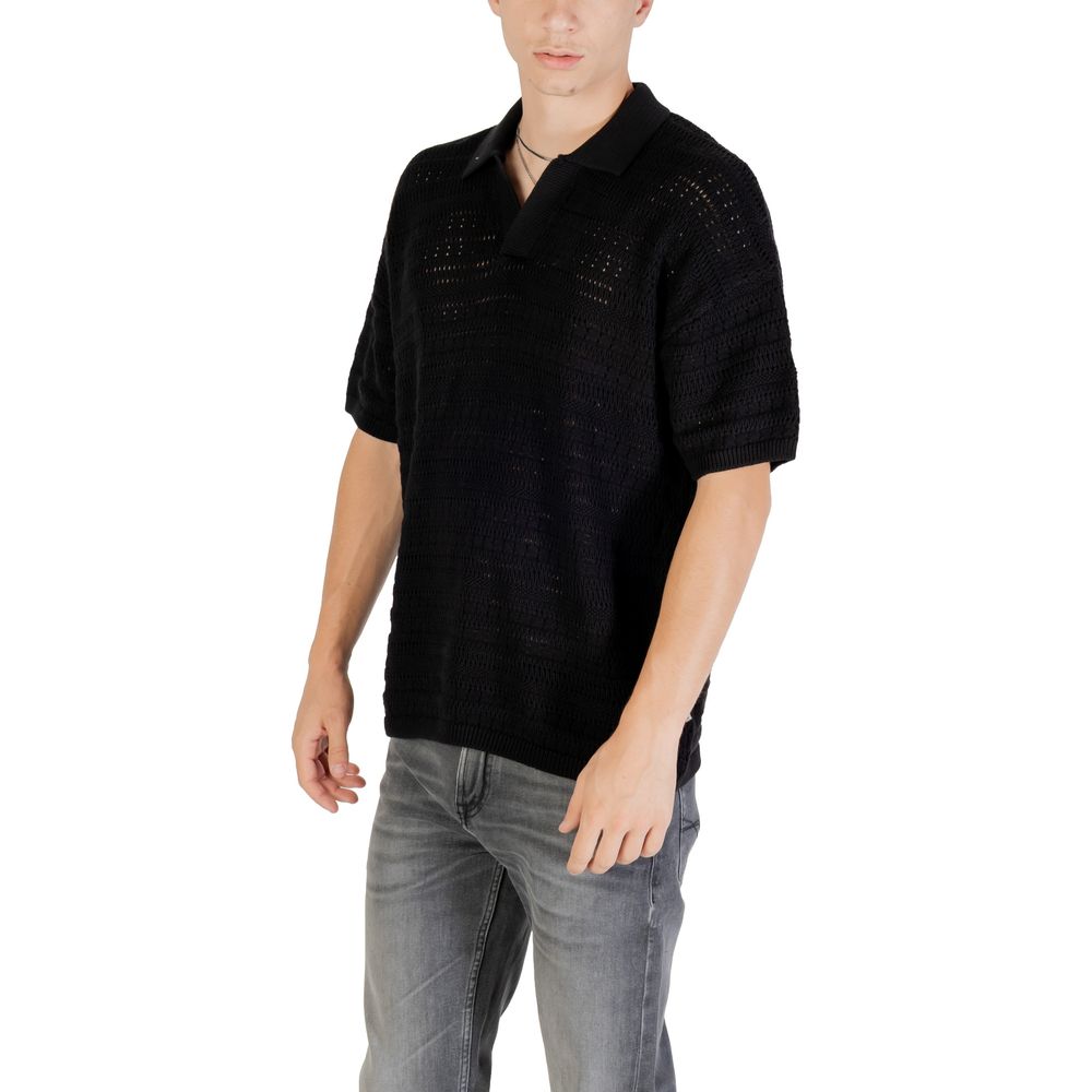 Only & Sons Schwarzes Baumwoll-Polohemd