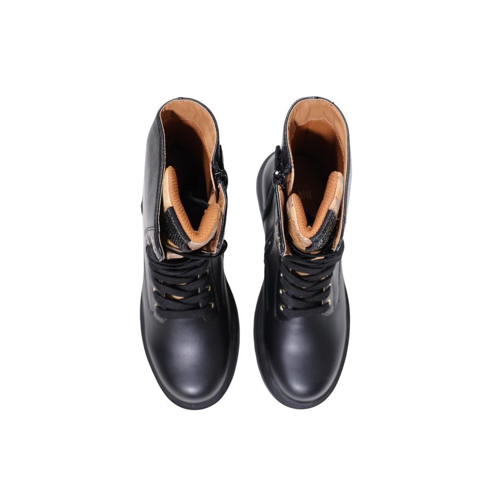 Alviero Martini Prima Classe Schwarze Schnürstiefel aus Polyethylen