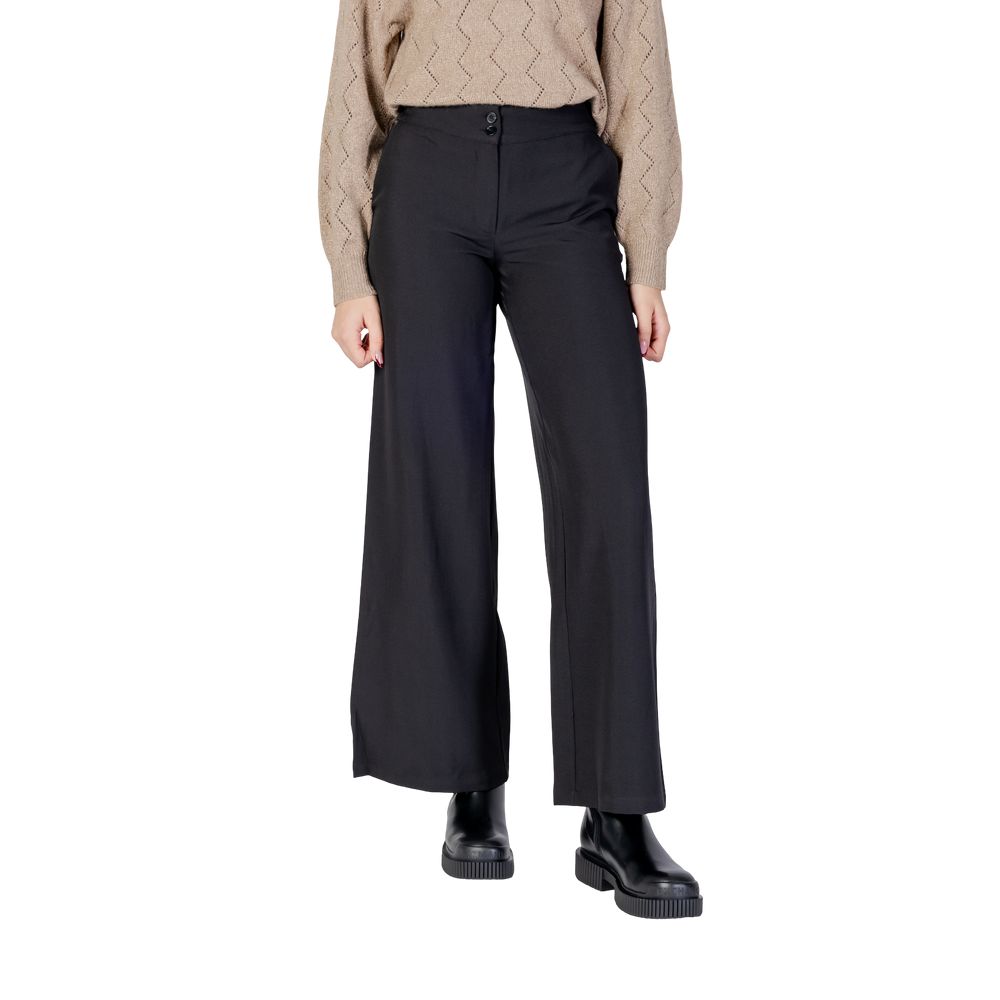 Jacqueline De Yong Schwarze Hose aus Polyester mit ausgestelltem Bein