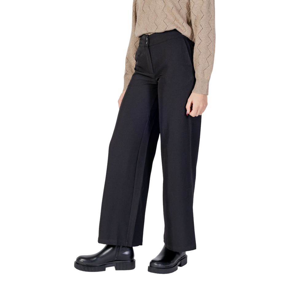 Jacqueline De Yong Schwarze Hose aus Polyester mit ausgestelltem Bein