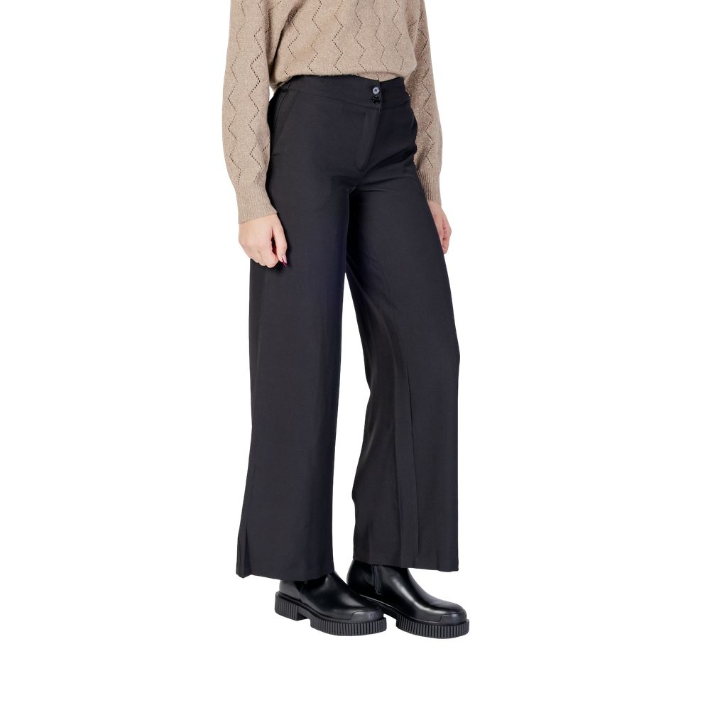 Jacqueline De Yong Schwarze Hose aus Polyester mit ausgestelltem Bein