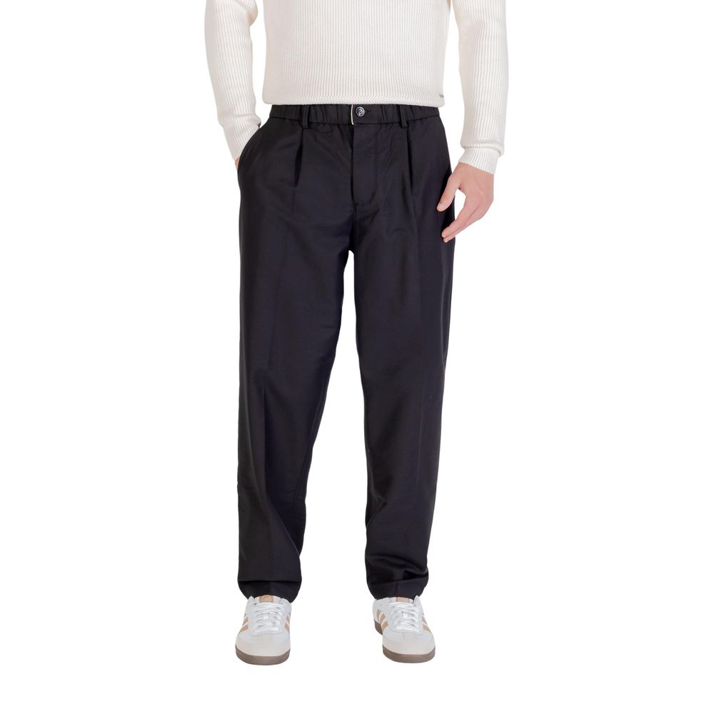 Gianni Lupo Schwarze Baumwoll-Freizeithose
