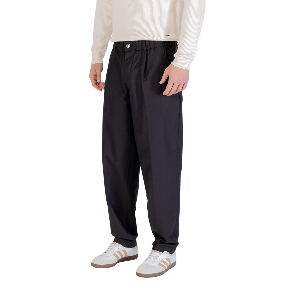 Gianni Lupo Schwarze Baumwoll-Freizeithose