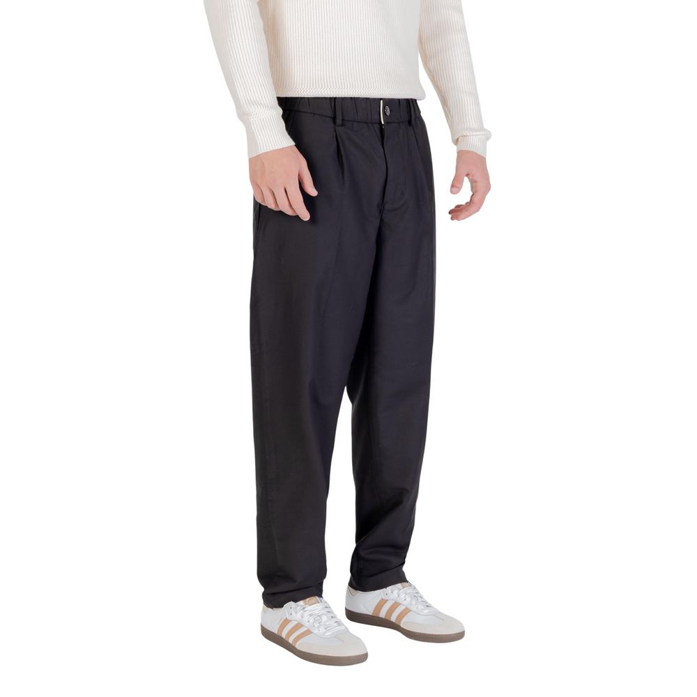 Gianni Lupo Schwarze Baumwoll-Freizeithose